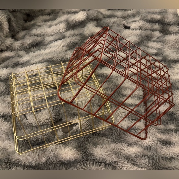 Other - Gold and Rust Orange Wire Storage Basket Set